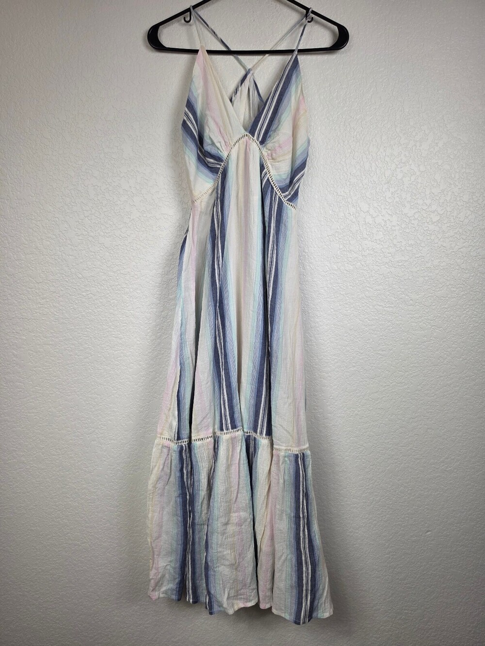 Anthropologie En Creme Striped Cotton Maxi Dress Small